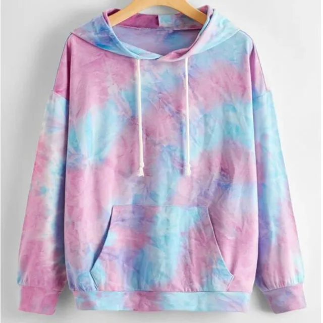  Толстовка женская с капюшоном Повседневный пуловер свободного покроя принтом бабочки Осень-зима