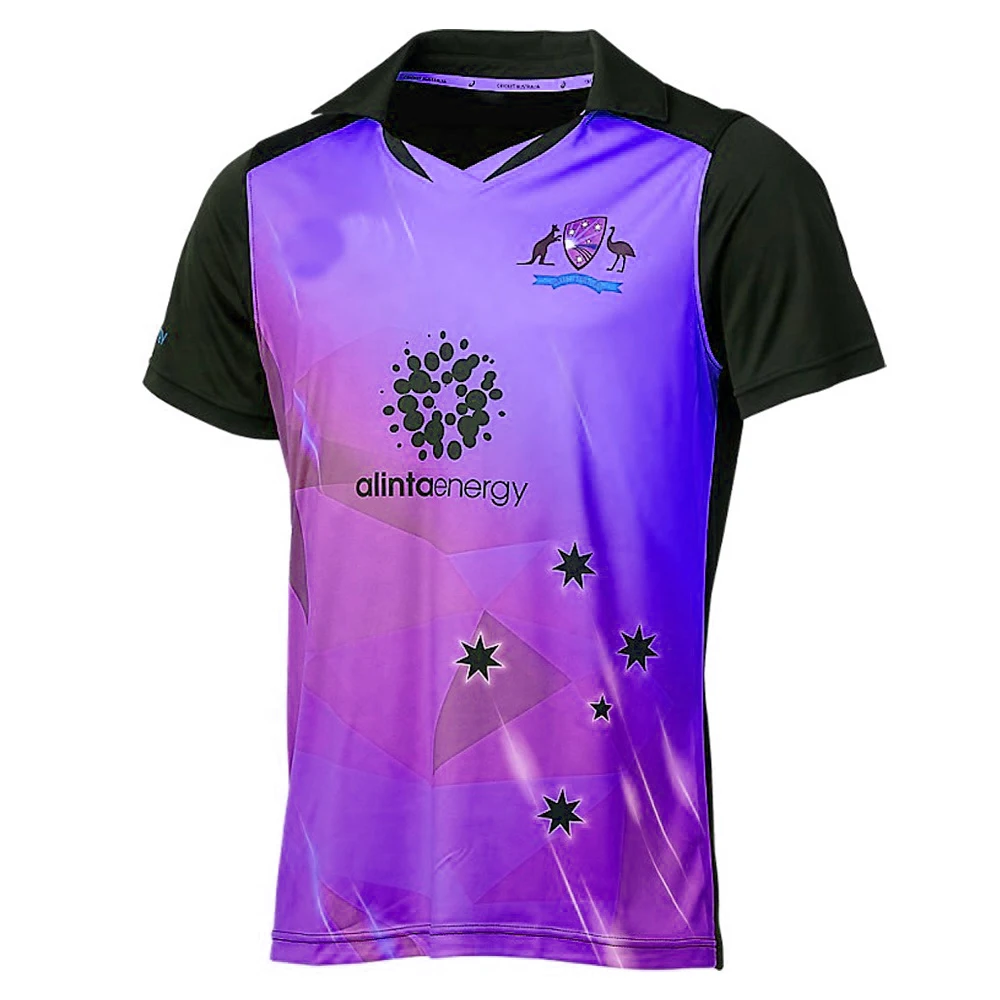 custom sublimated team cricket t shirts top design full hand Australia cricket jersey 2021-22