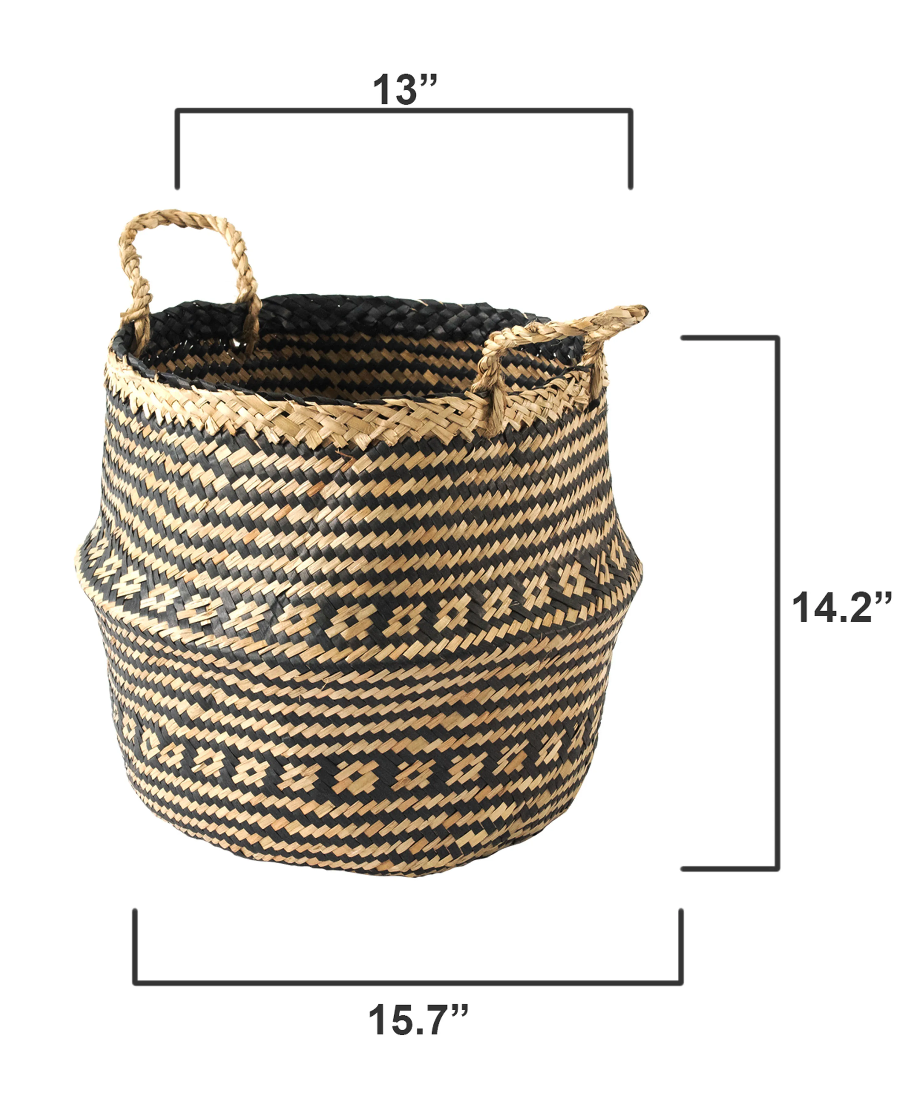Seagrass Rattan Handmade Belly Basket Planter Storage Basket - High Quality Woven Wicker Belly Toy Laundry Basket from Vietnam