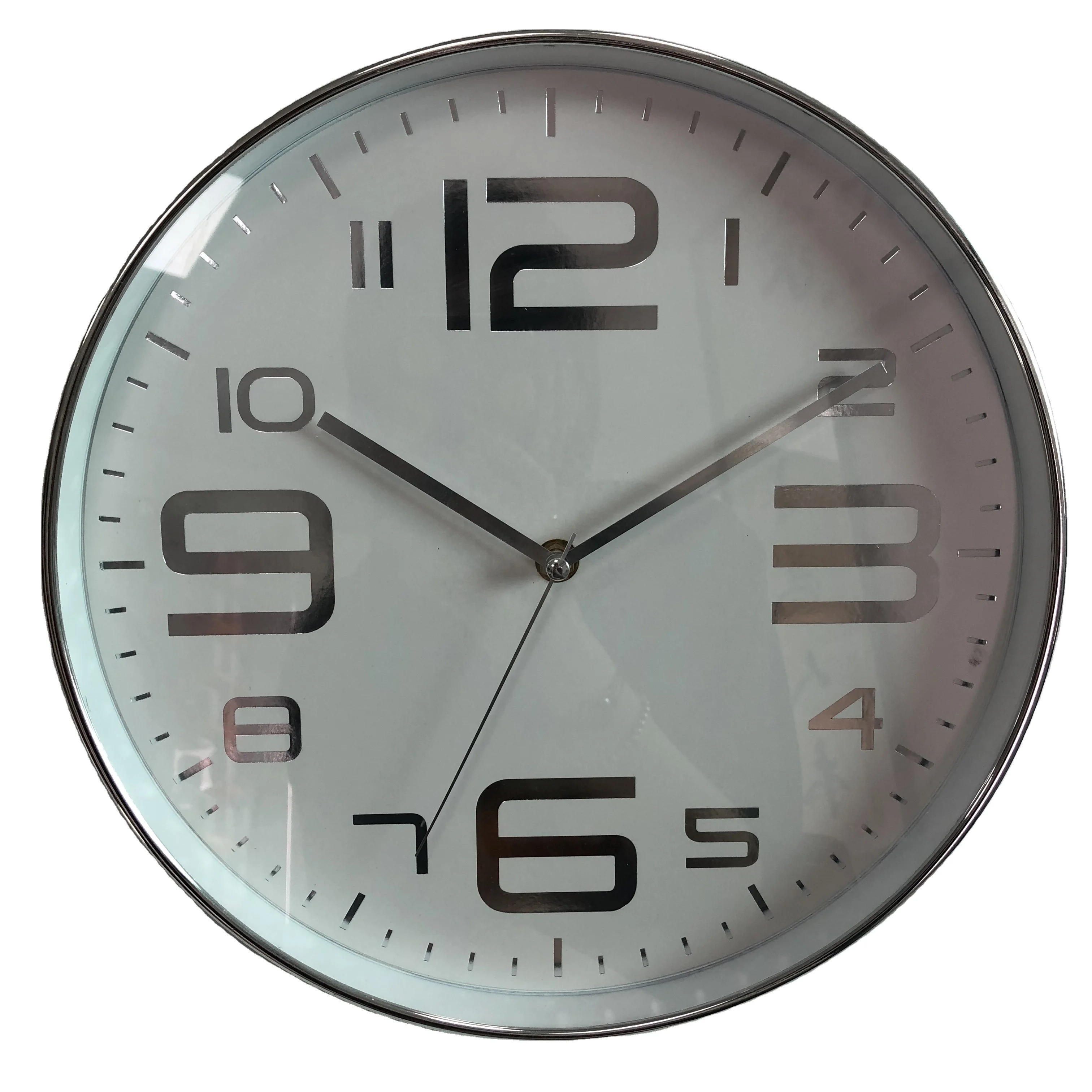 12 inch chrome hot stamp plastic wall clock
