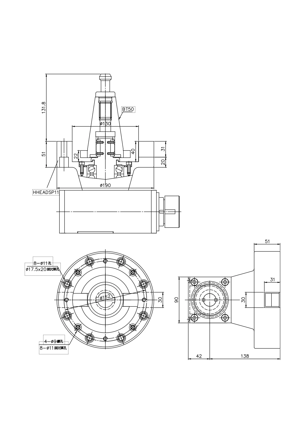 Universal NC Milling Head For Industrial Equipment