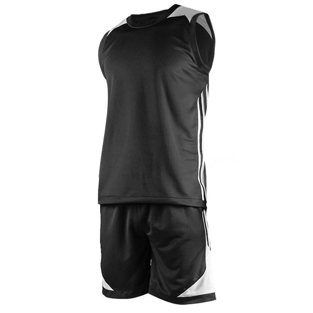 
Classic cheap double mesh reversible plain Basketball Uniform with numbers 