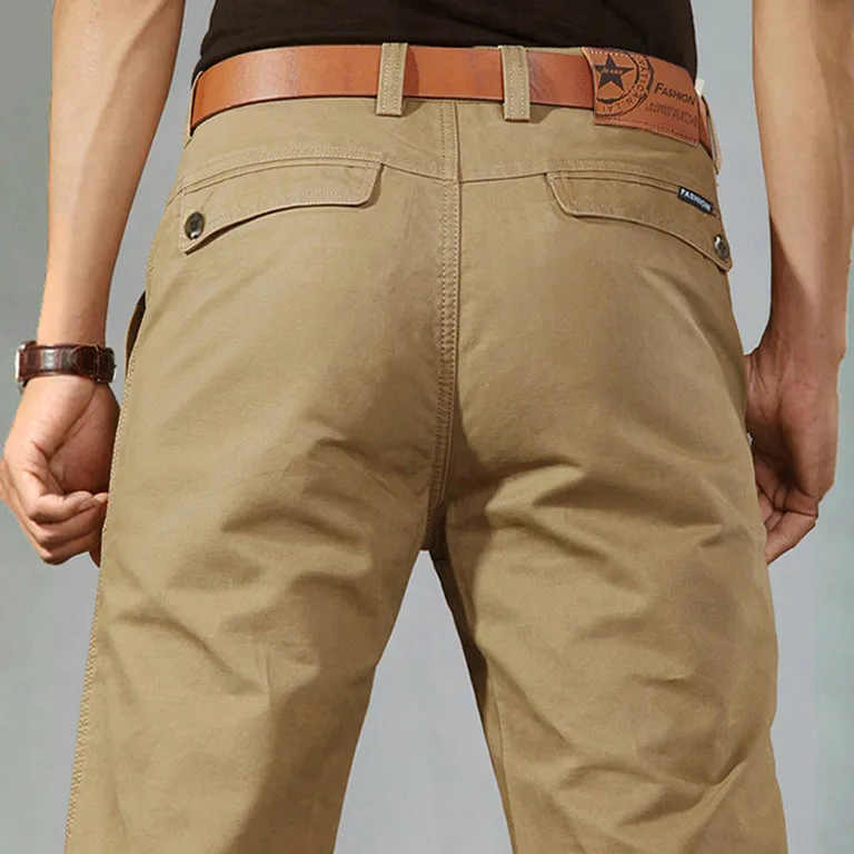 Cheap casual plain blank custom embroidery logo twill cotton pockets men khaki chino pants