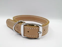 Full Grain Cowhide Natural Adjustable Comfort Outdoor Solid 100% leather dog collar luxury