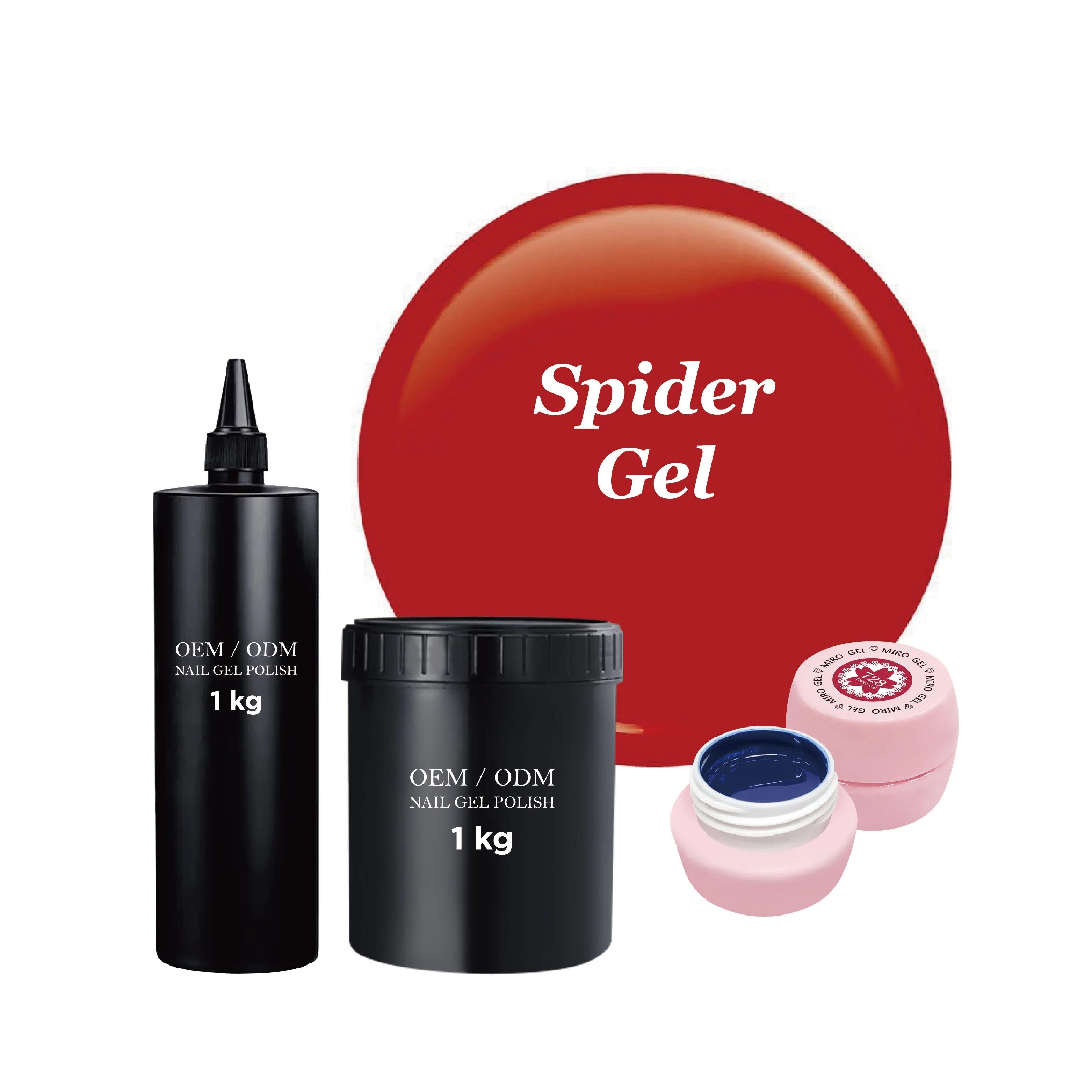 Global Fashion Wholesale Organic  taiwan factory OEM 6131 1KG UV nail color spider gel