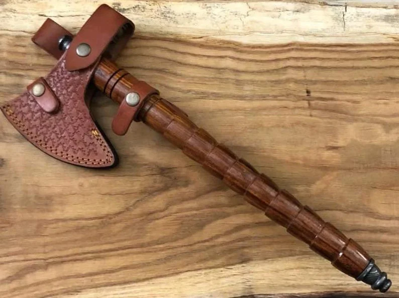 Brand New Custom Made Damascus Steel Tomahawk Axe Hatchet with Rose Wood Handle