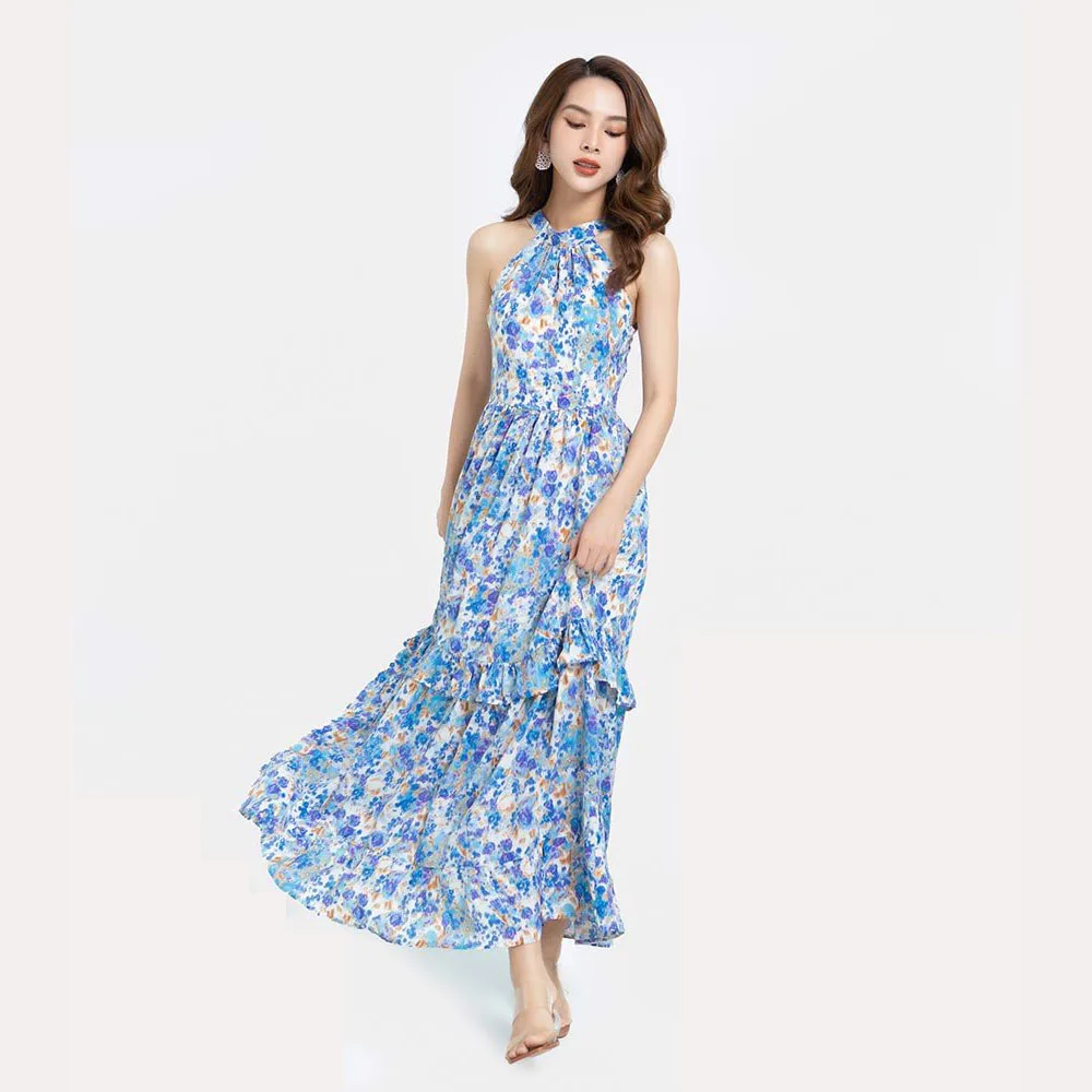 Индивидуальная повседневная одежда макси-платье с высоким воротником цветочное женское свадебное платье для гостей сделано в вьетнаме