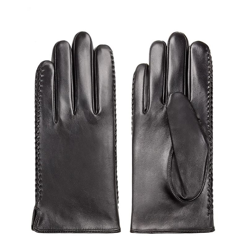 2021 new latest design fashion thermal touch screen winter genuine leather men Waterproof Windproof fashionable heat up gloves