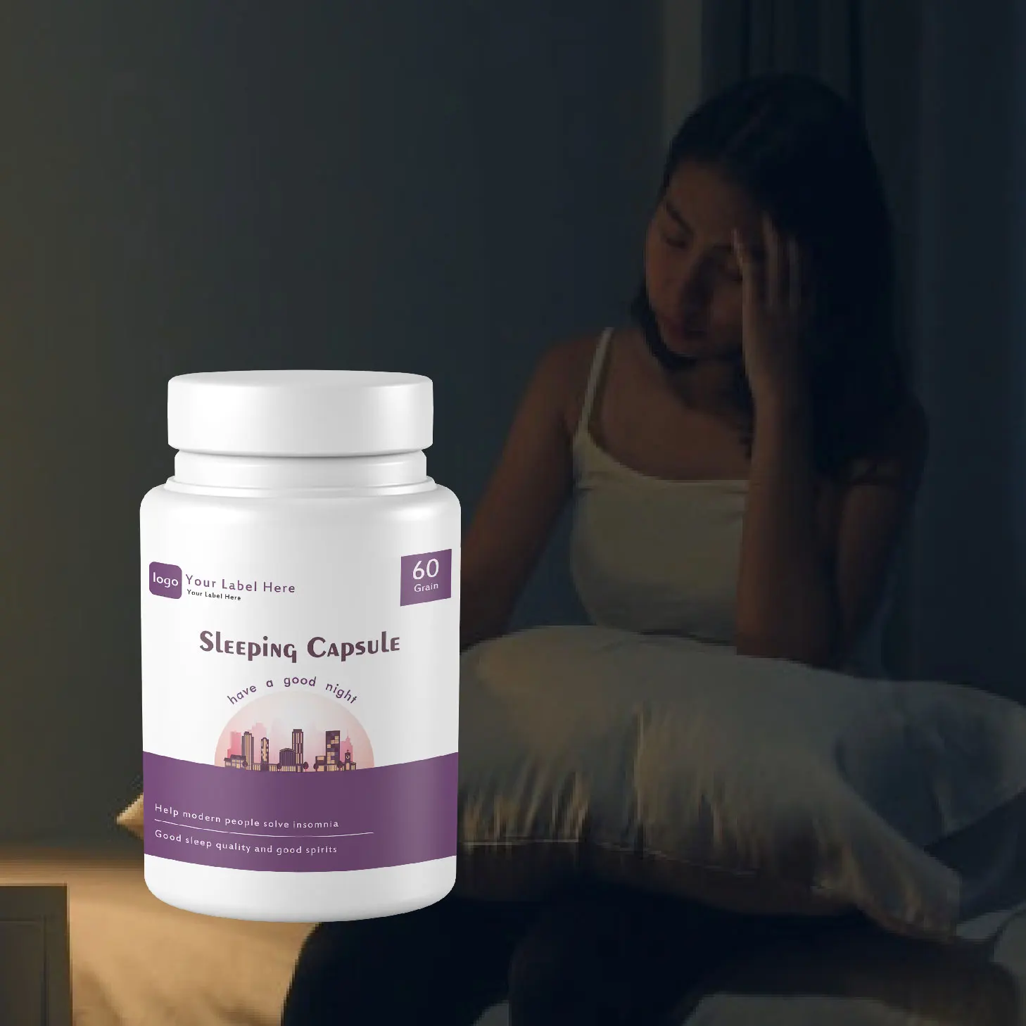 Natural sleep aid products in capsule tablets used to improve insomnia relieve anxiety and insomnia
