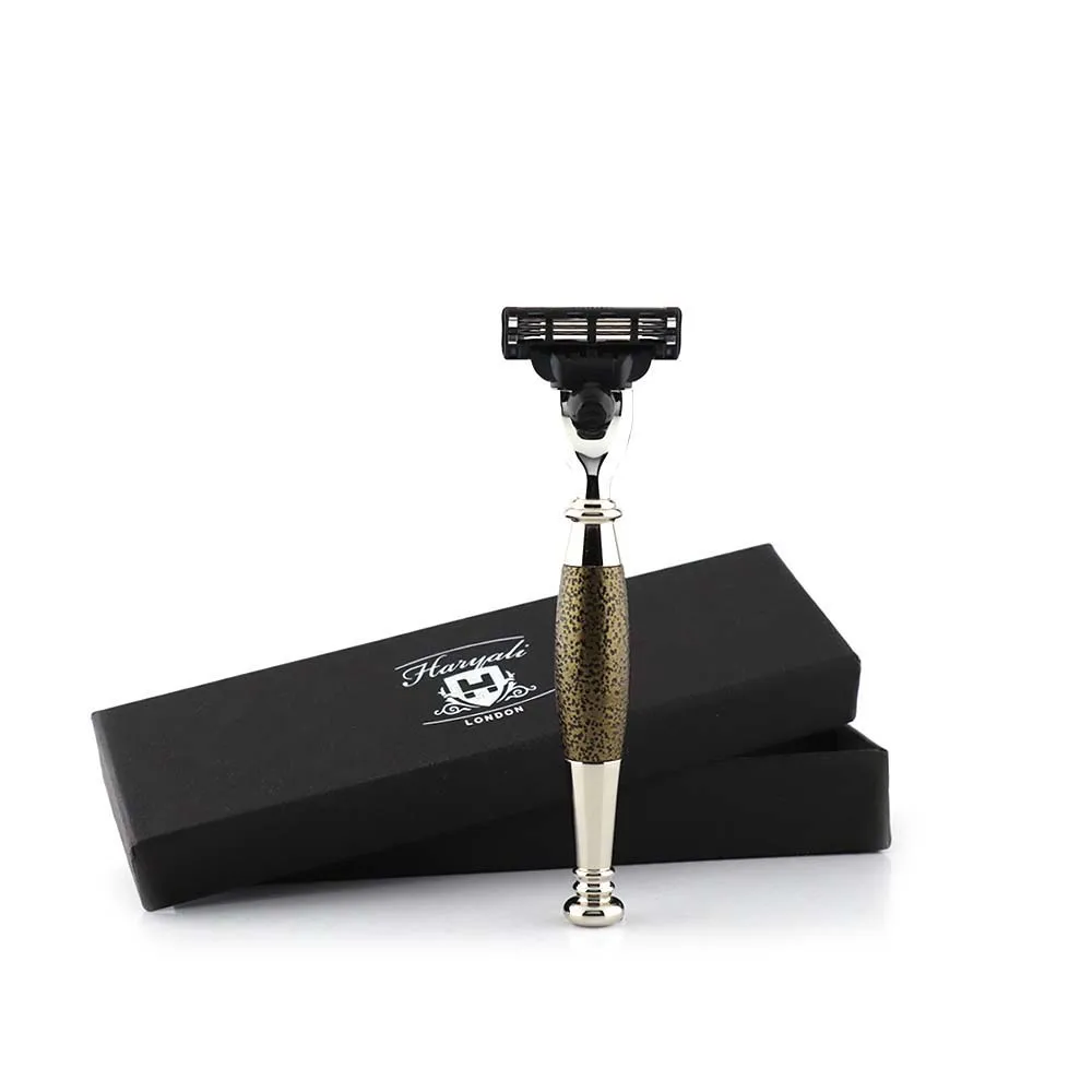 
High Quality Brass Handle 3 Blade Reusable Safety Razor for Best Men Shaving 