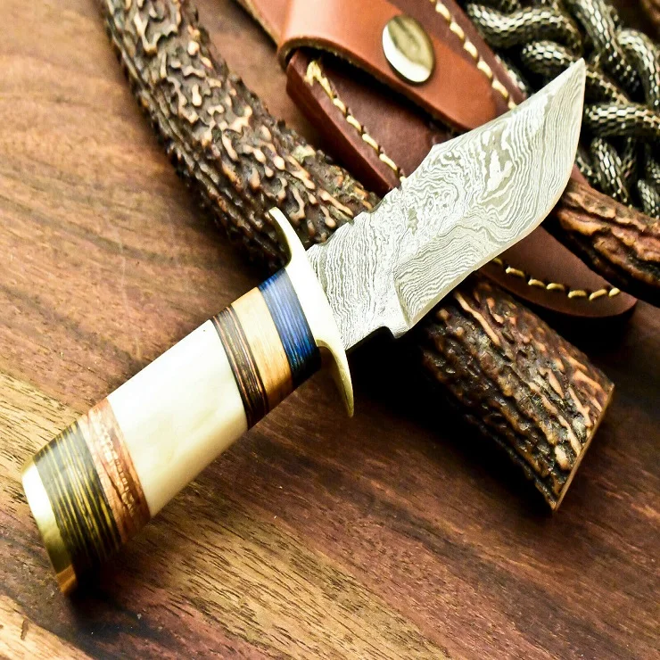  Изготовленный На Заказ охотничий нож из дамасской стали