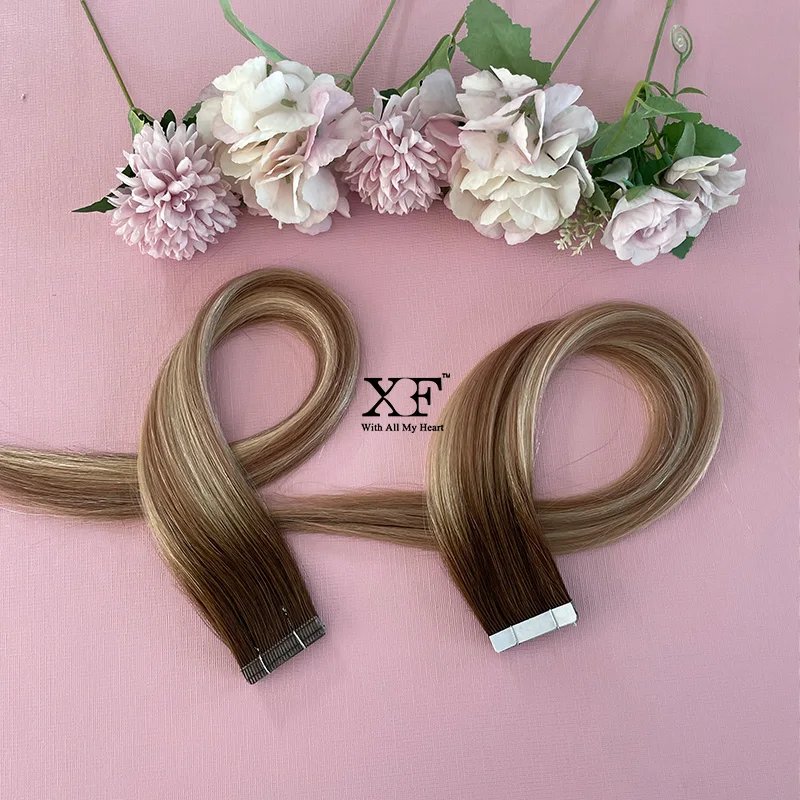 Adhesive Hair Extensions 100% European Hair Stick Tape In Hair Extension For Vendors