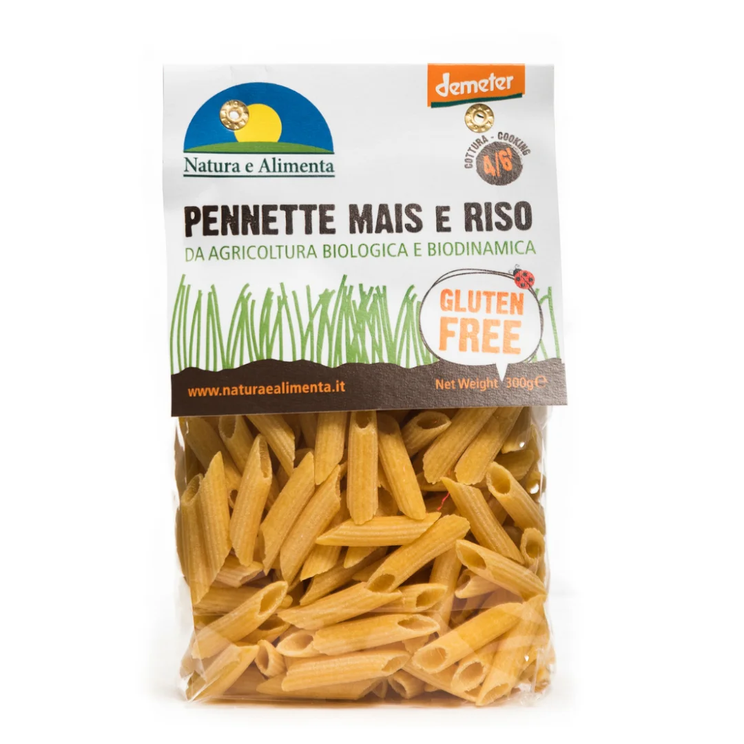 High quality organic gluten free rice and corn pasta PENNE Natura e Alimenta 250gr