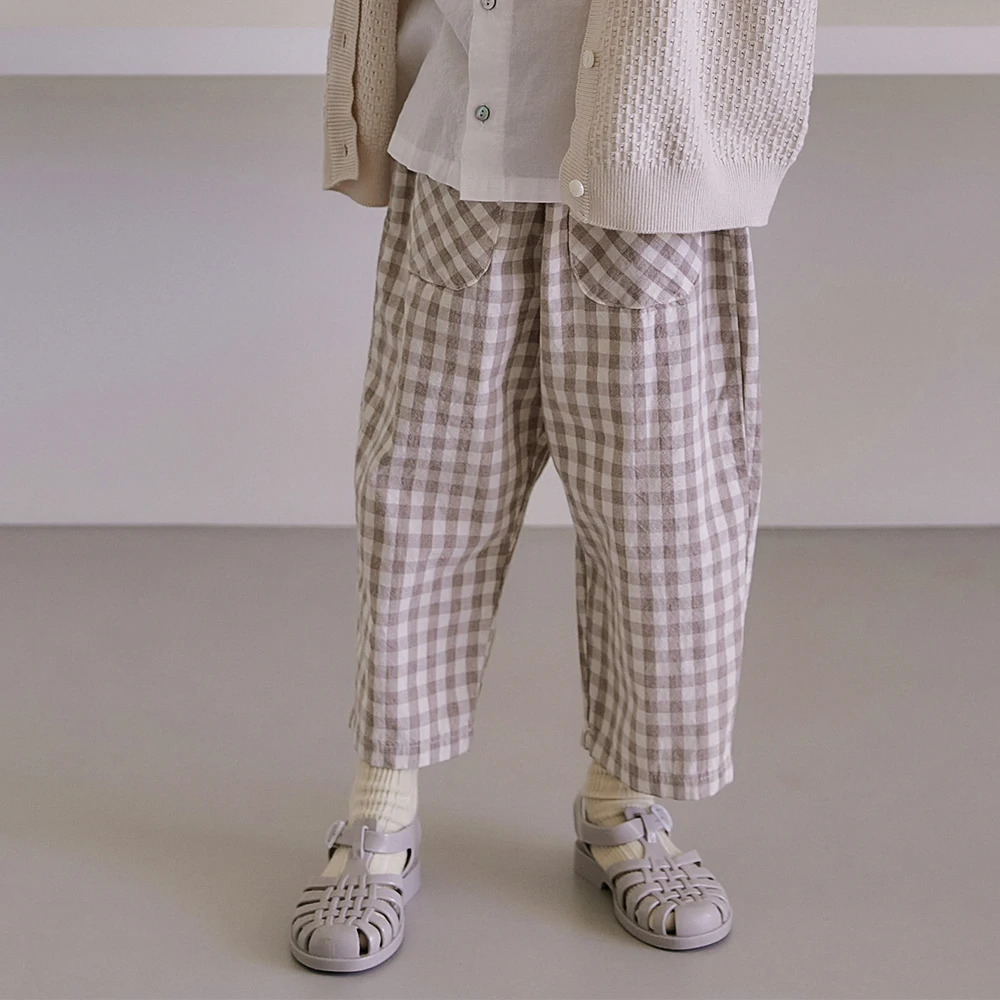 DE MARVI Kids Toddler Checked pocket Casual Pants Trousers Boys Girls Spring Pants Wholesale Korean Manufacturer MADE IN KO