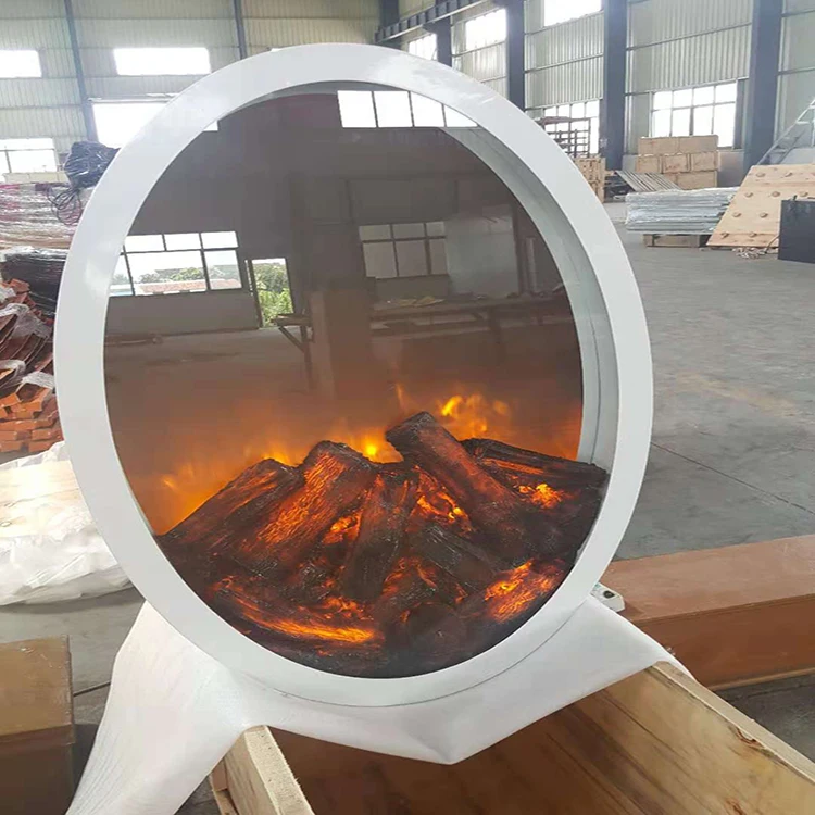 China supplier 650*200*650mm round shape mirror led light wall mounted electric fireplace