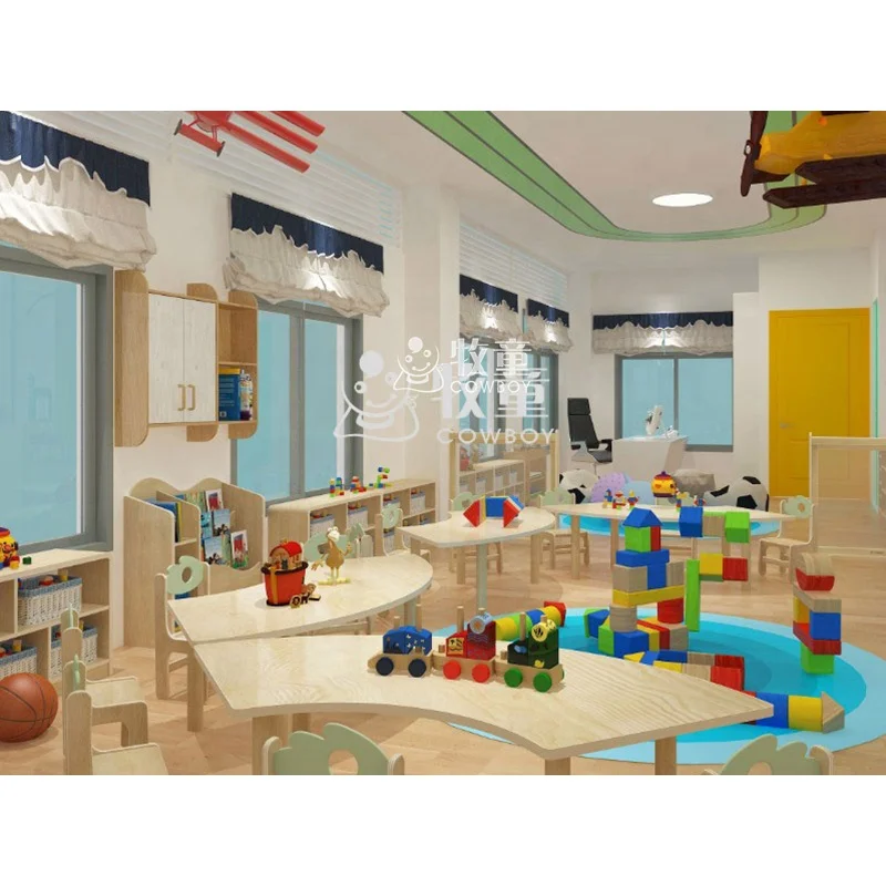 2020 Hot Sell Birch Plywood Shelves Childcare Role Playing Sets Multiple-storage Cabinets for Kindergarten Daycare Center