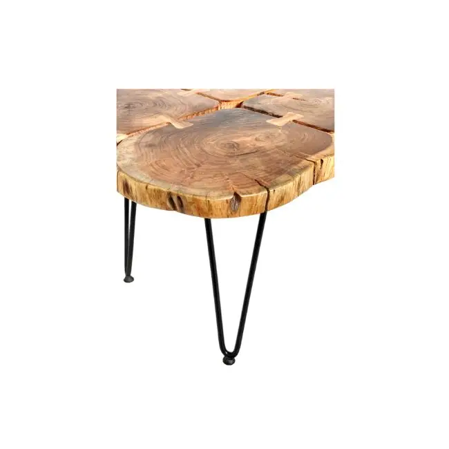 Exotic Adorable Wholesale Industrial Wood Metal Iron Leg Coffee Table Vintage Unique Live Edge Wooden Slab End Coffee Table