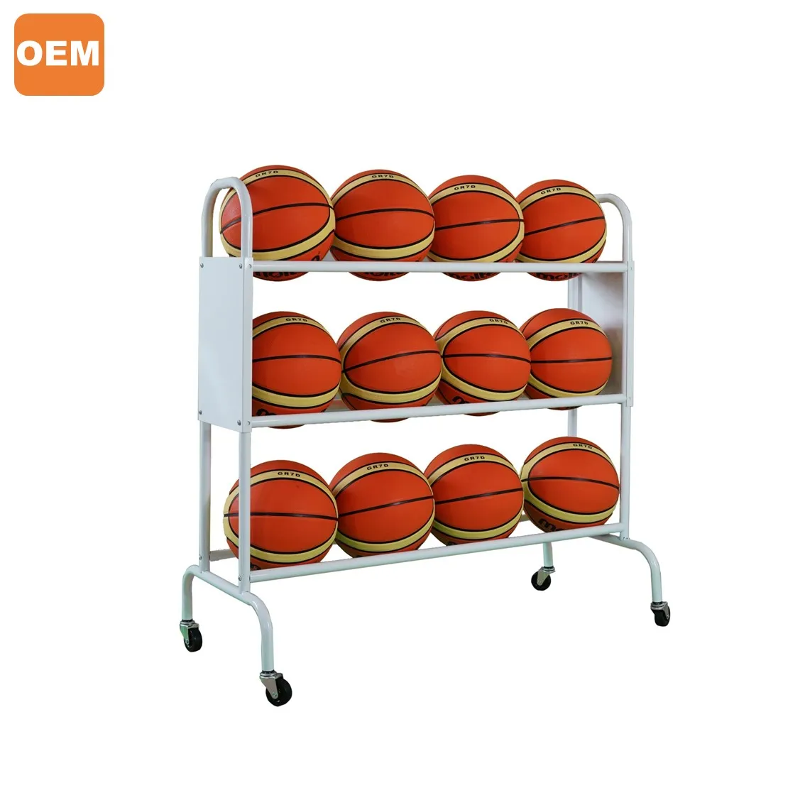 Basketball rack ball organizing storage cart with wheels