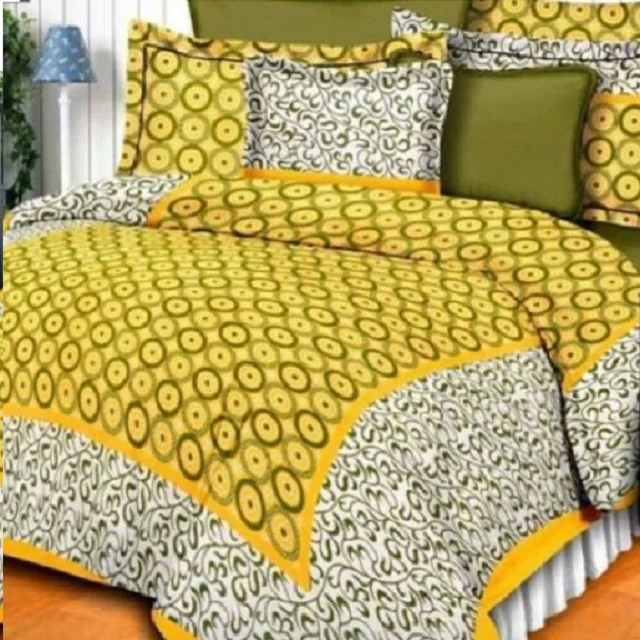 Good Quality Multi Print Handmade Pure Cotton Double Bed with 2 Pillow Covers
