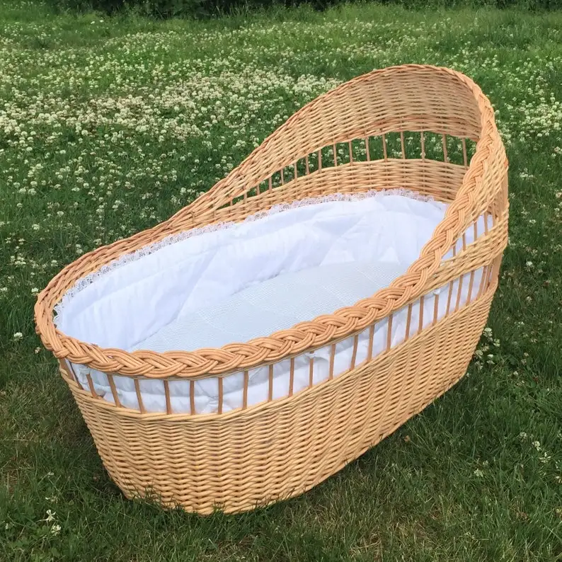 Eco friendly Rattan crib baby cradle  baby crib for kid handicraft trays coffee serving tray bamboo trays for food