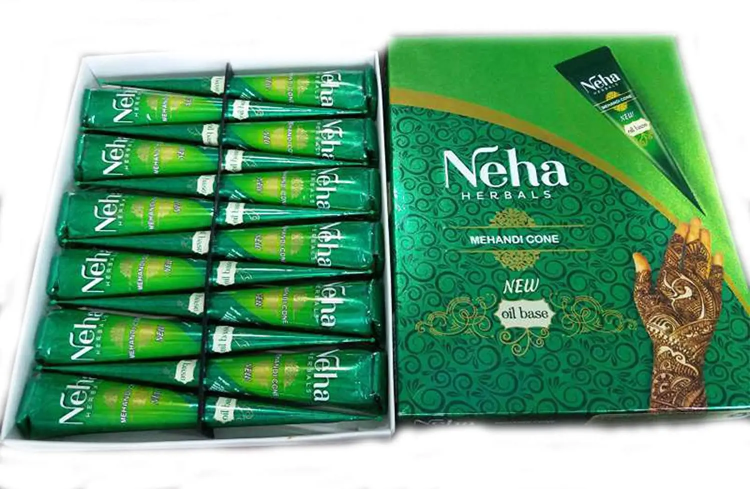 Neha Herbal Mehendi Cone Body Art All Natural Herbal Ingredients Made from Pure Henna Past Pack of 24 cone