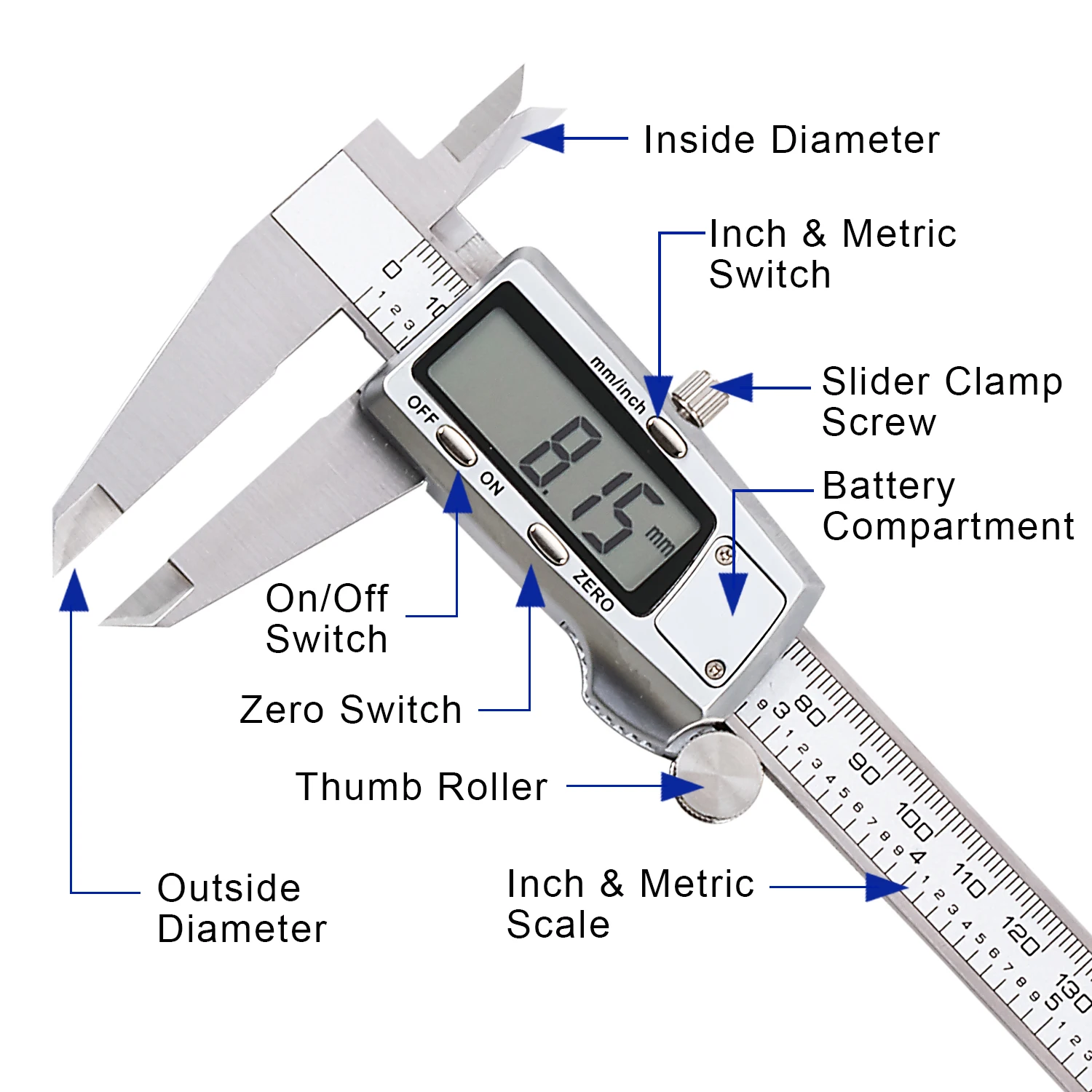 Штангенциркуль из нержавеющей стали