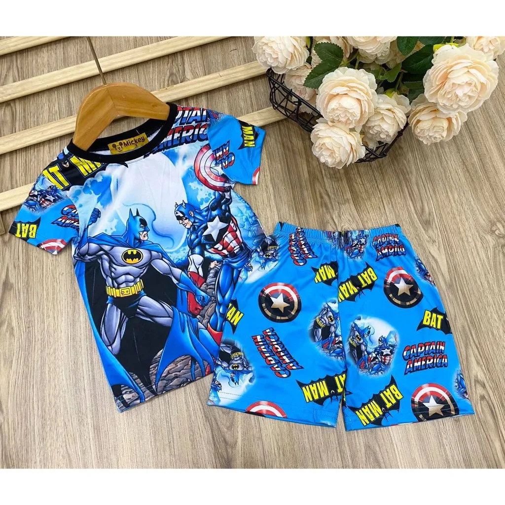 Оптовая продажа, детская одежда, простая одежда, Индивидуальный размер, комплекты одежды высокого качества для мальчиков из полиэстера, с 3D принтом, с анимационным рисунком