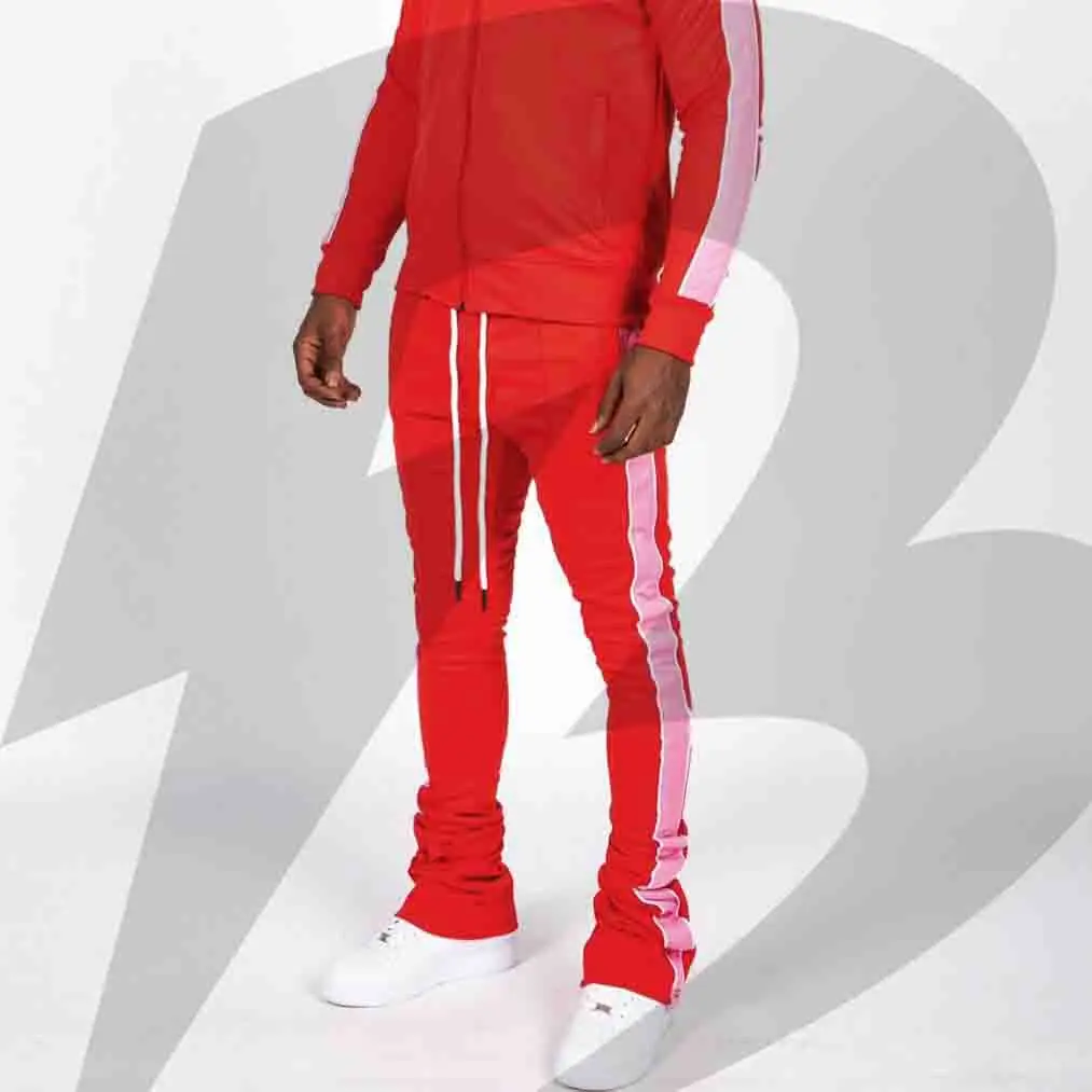 
Red & Pink Stacked Track Pants 