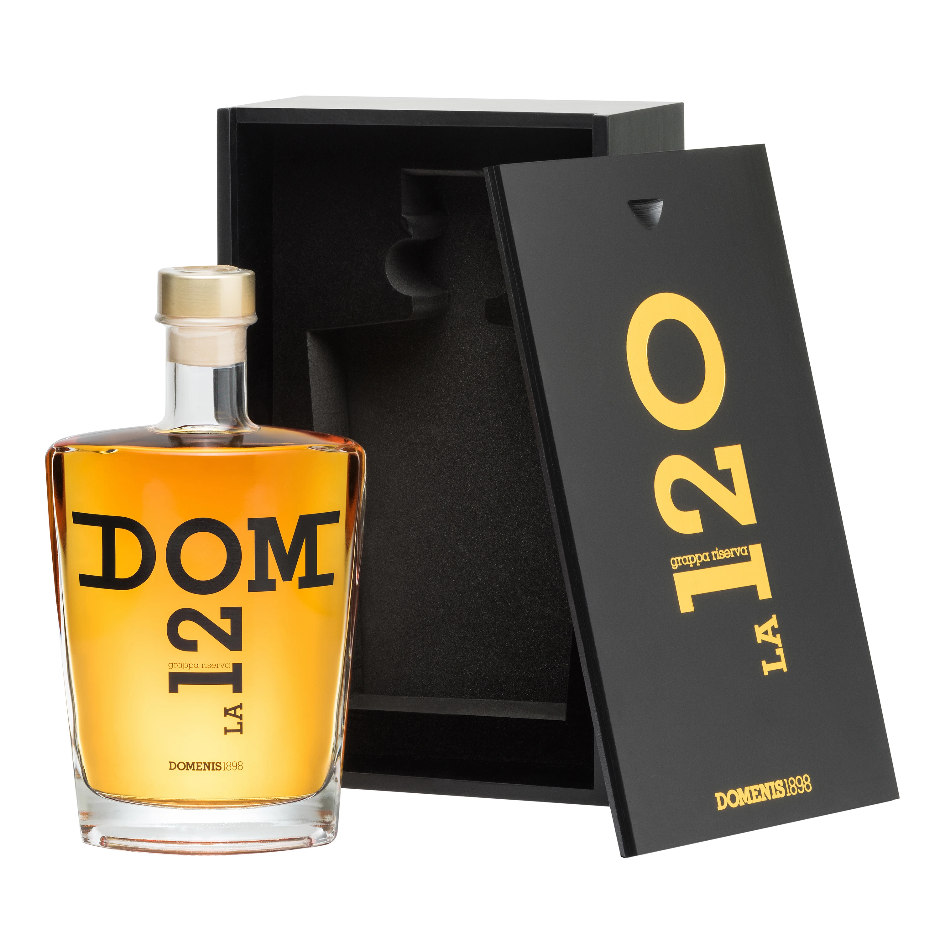 Premium Award Winning Italian Riserva Grappa LA120 with precious wood box and 70cl glass decanter