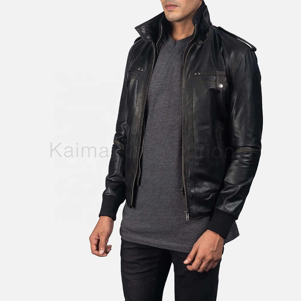 
Cheap Brown leather jacket men motorcycle 