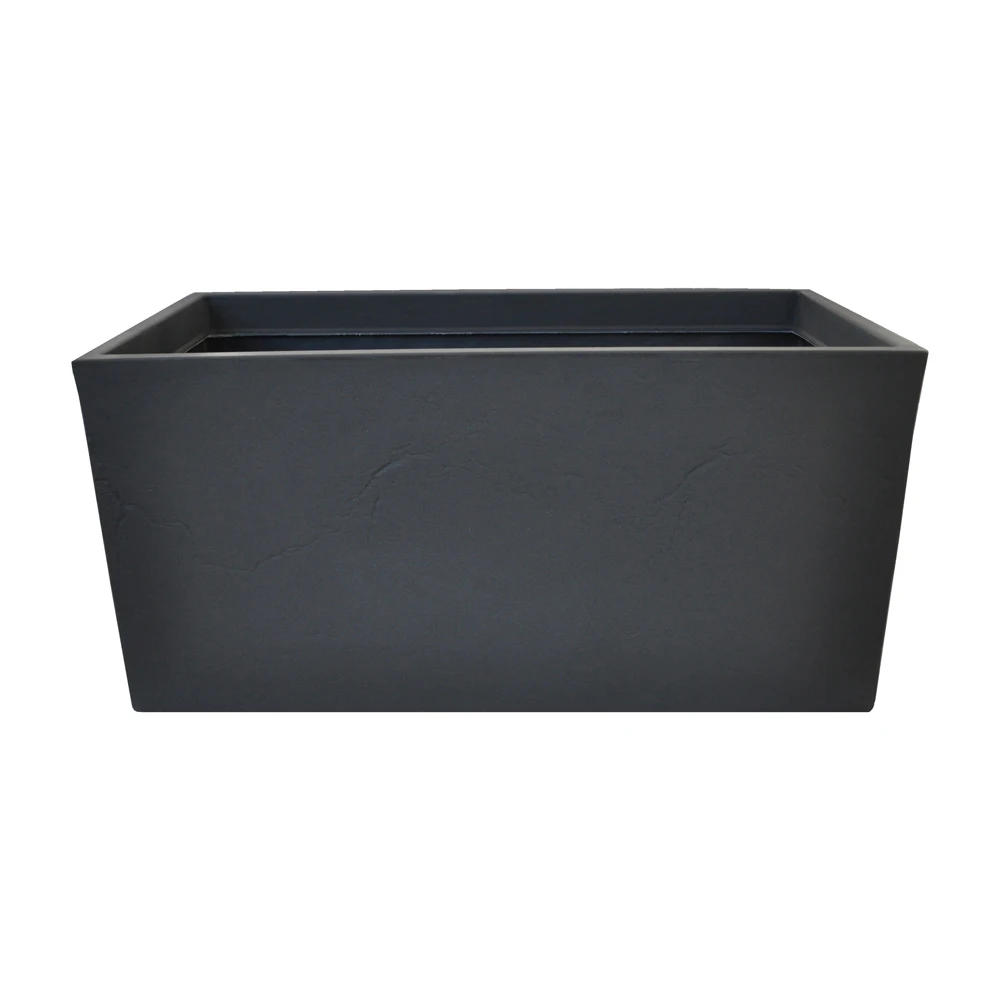 
Outdoor Large Rectangular Flower Planter High Quality Rotational Molding Plastic Ardesia CATLA Made in Italy Hand Carved Modern 