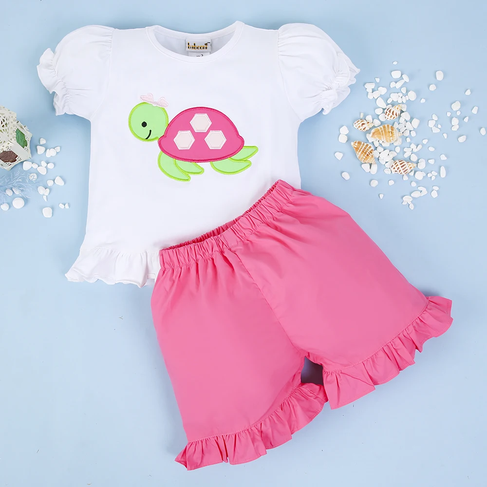 Nice turtle applique T-shirt girls clothing - BB632