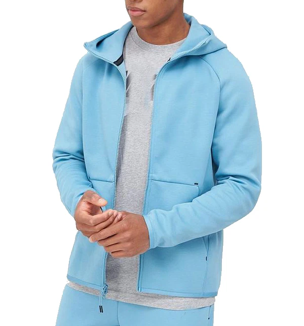 Factory direct sale custom sky blue unisex casual heavy fleece Zipper hoody printed hoodies for men street wear clothing for men