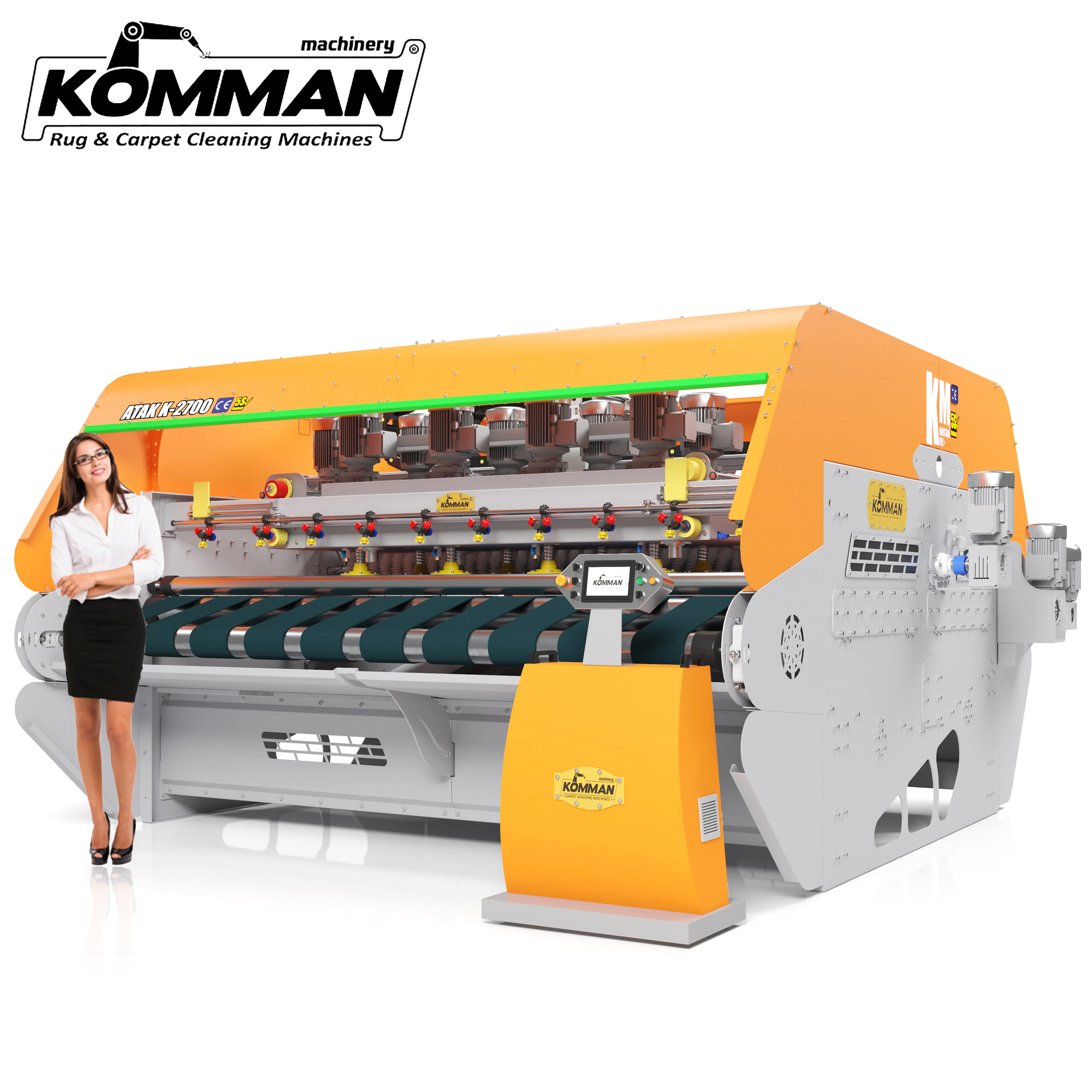 
Full Automatic Carpet Washing Machine -ATAK K 2700- 2.70 meter conveyor surface 12 brushes carpet washer 