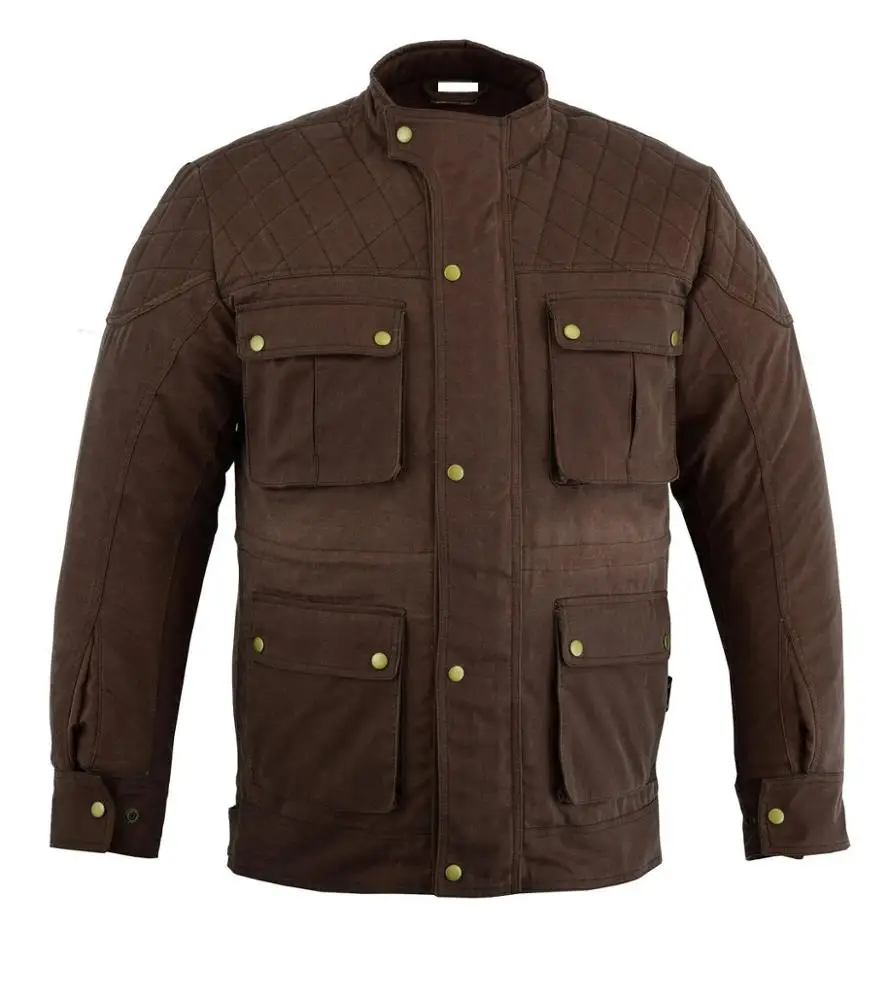 High Quality Men Brown Waxed Diamond Cut Jacket