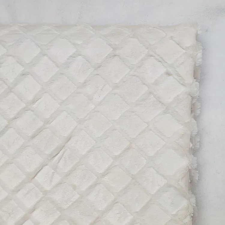 pv velvet Square recycled knitted embossing White minky polyester jacquard homtextile plush fabric