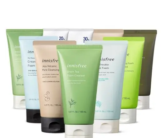 
 Очищающая пена для зеленого чая INNISFREE, оливковая, настоящая Jeju, вулканическая пора Bija - 150 мл, корейская косметика  