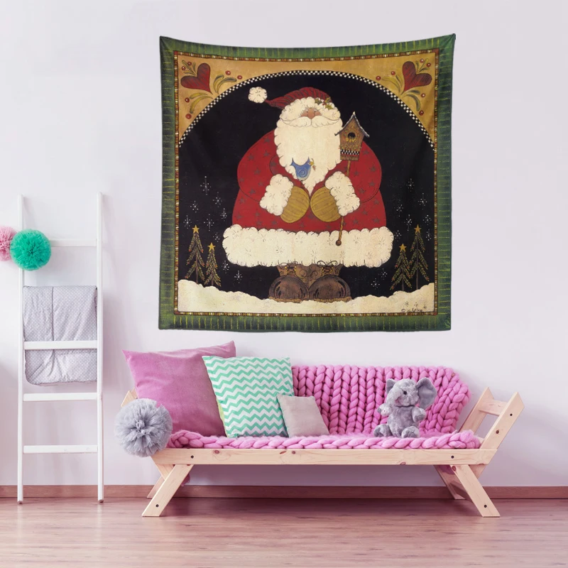70x70 Santa Claus presents Santa hat red heart Christmas elements tapestry