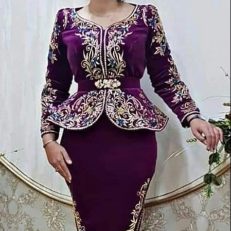 STYLISH    KARAKOU CAFTAN DRESS  EMBROIDERY OF DABKA, CRYSTAL GLASS BEADS,GLASS STONE WORK FOR PARTY-WEAR @ 2022