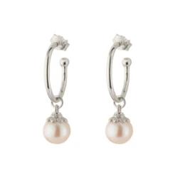 925 Sterling silver earrings silver jewelry natural white freshwater pearls hoop earrings women