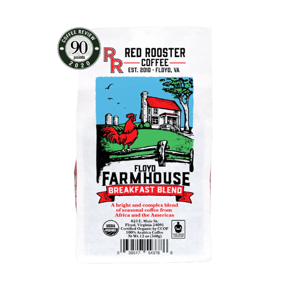 
Red Rooster Farmhouse 12oz Bags Tasting Notes of Chocolate and Almond Medium Roast Whole Bean Coffee 