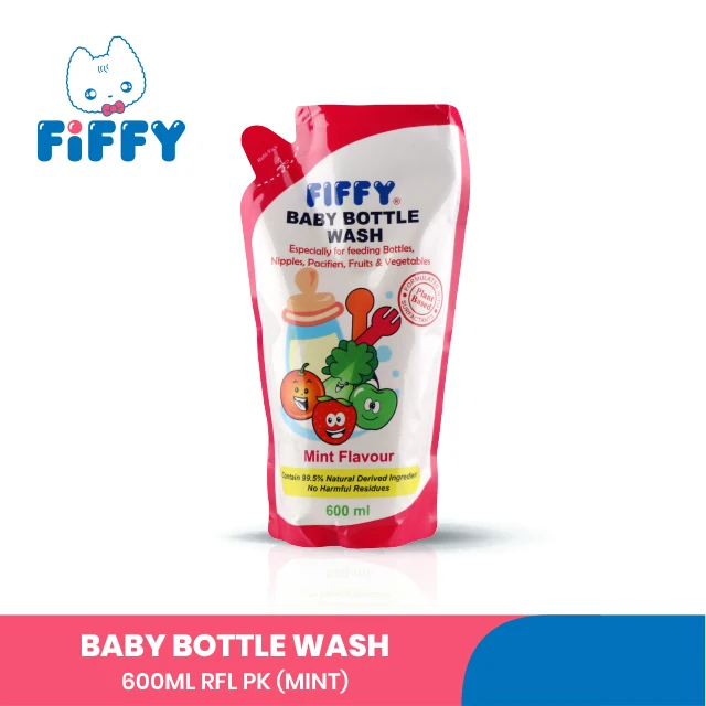  (600 мл) fiffy Детские растительного происхождения мятным вкусом детских бутылочек фруктовых и овощных моющую жидкость запасной блок
