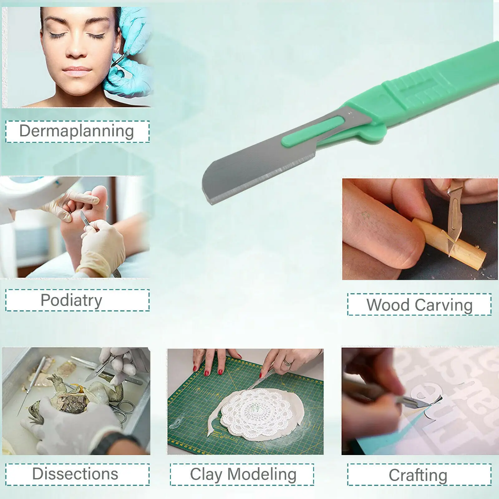 10 pcs Dermaplaning Callus Remover Scalpel Blade #16 Disposable Plastic Handle