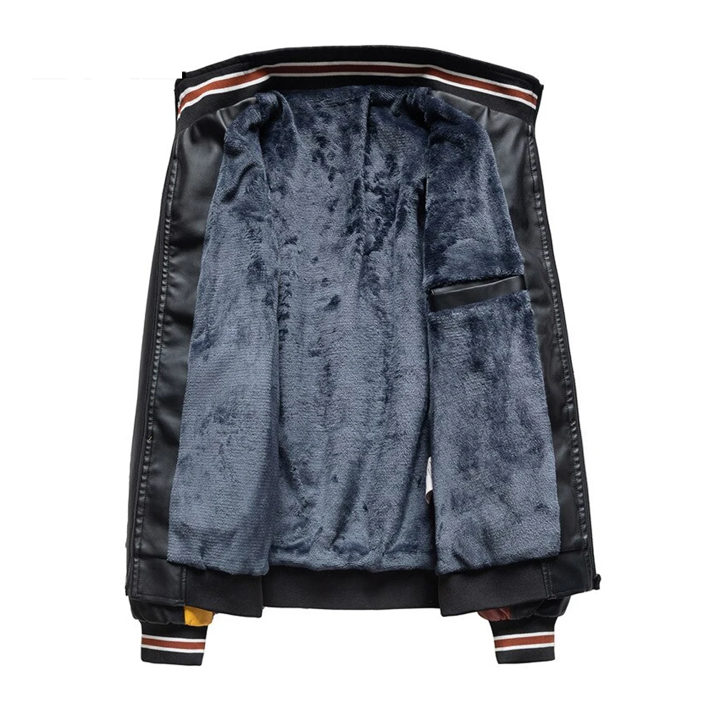 Wholesale US Size Man Leather Jacket Plus Velvet Winter Coat Jackets Motorcycle Pu Faux Leather Jacket