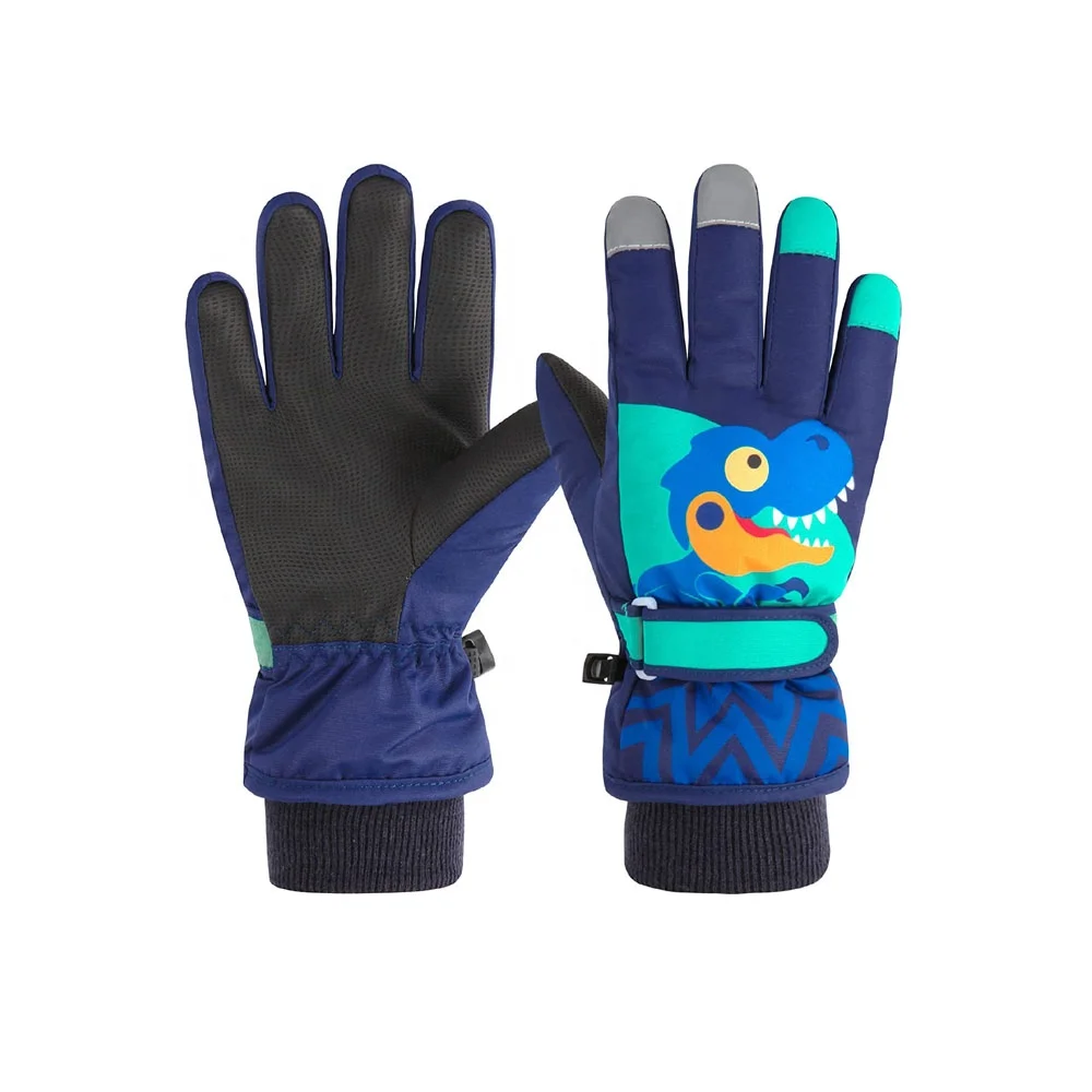 OEM ODM Custom Factory Made Sublimation Printed  Windproof Ski Gloves/Leather Snowboarding Snow Mittens For Men Women