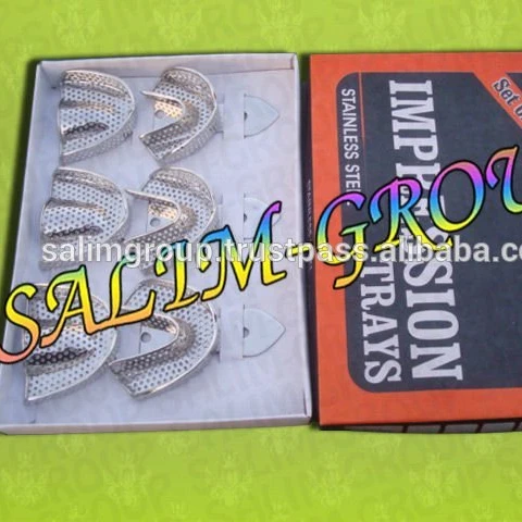 Set of 6 Impression Trays Perforated Adult Dental Instruments