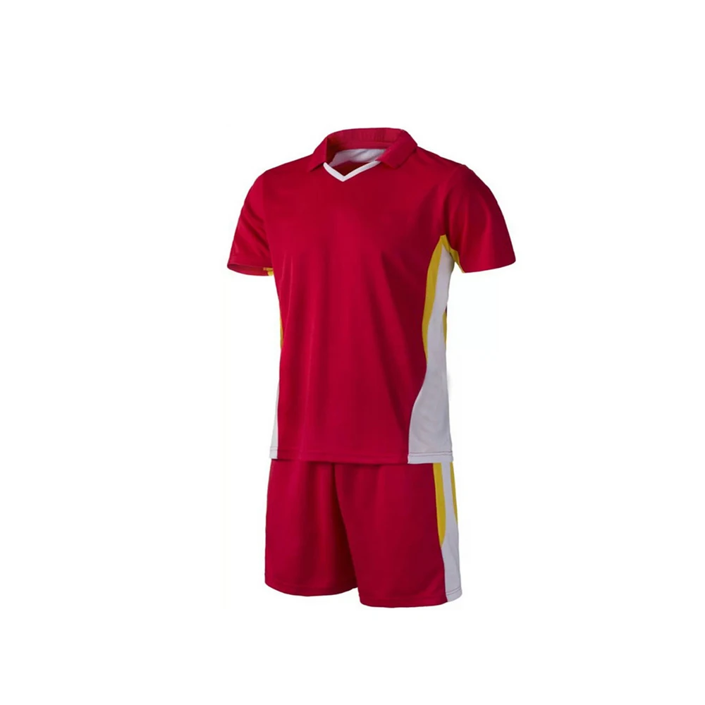 
Volleyball Uniforms Made With Solid Pattern V-Neck Shirt With Shorts 