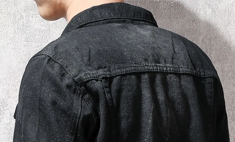  Джинсовая куртка мужская в стиле хип-хоп уличная одежда из денима классическая черная облегающая повседневная вареная джинсовая 4XL на осень