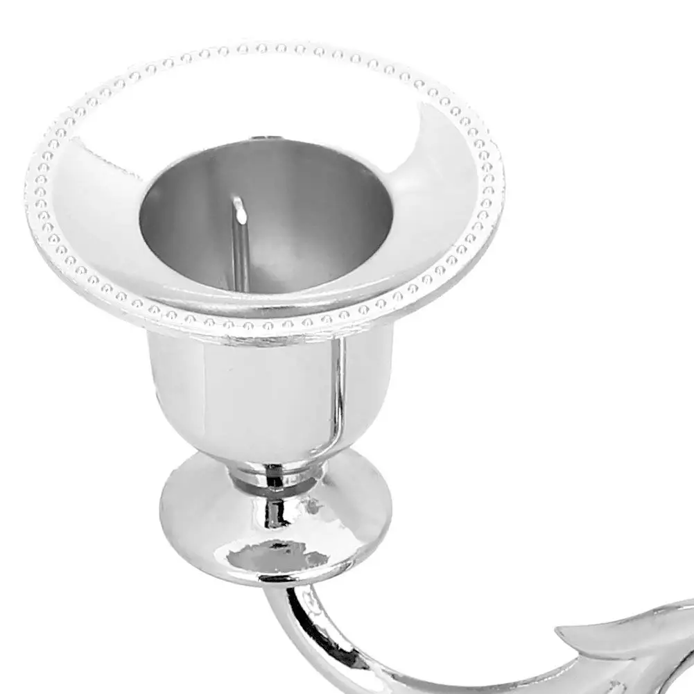 Handmade Heavy-Duty Aluminum Silver Candleholders 5-Arm Crystal Style for Home Decor Wedding Event or Christmas Parties