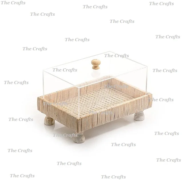 Rectangular Shape Wooden Serving Tray With Acrylic Cover Three Different Sizes Top Selling Serving Tray